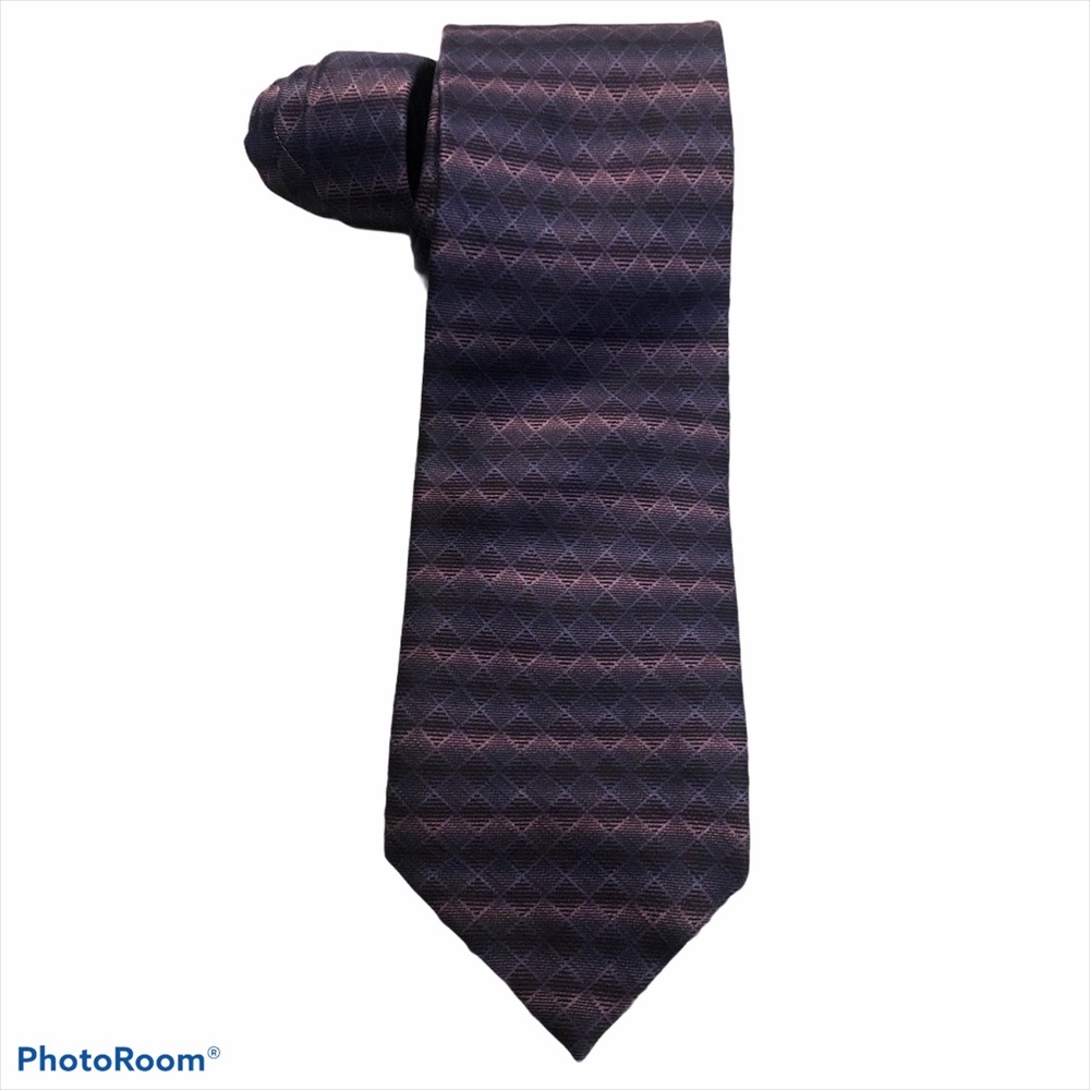 DKNY Purple Geometric Print Silk Tie